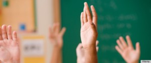 Students raised hands in class